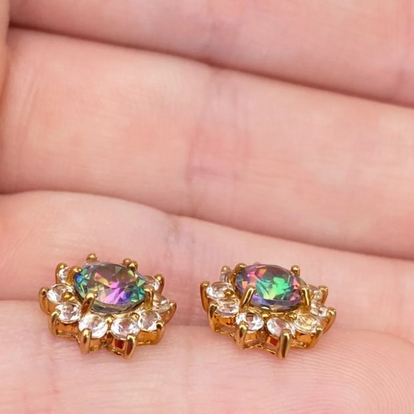 Solid 10k gold mystic topaz earrings-firm price no offers - Picture 12 of 12